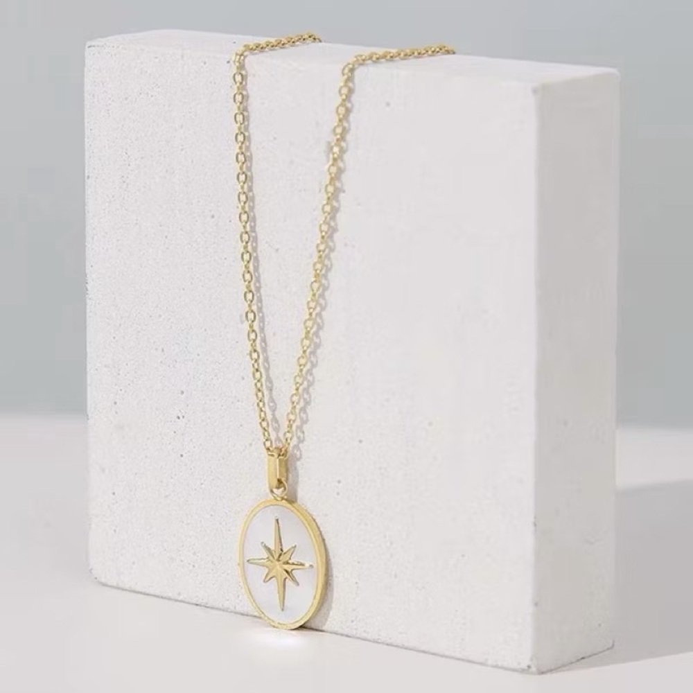 Gold Star Pendant Steel Necklace